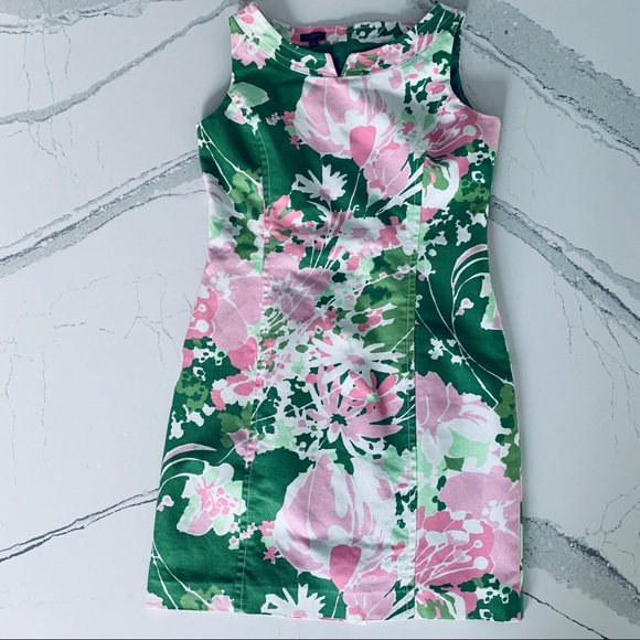 Talbots Classic Shift Pink & Green Dress 8 - Picture 2 of 4